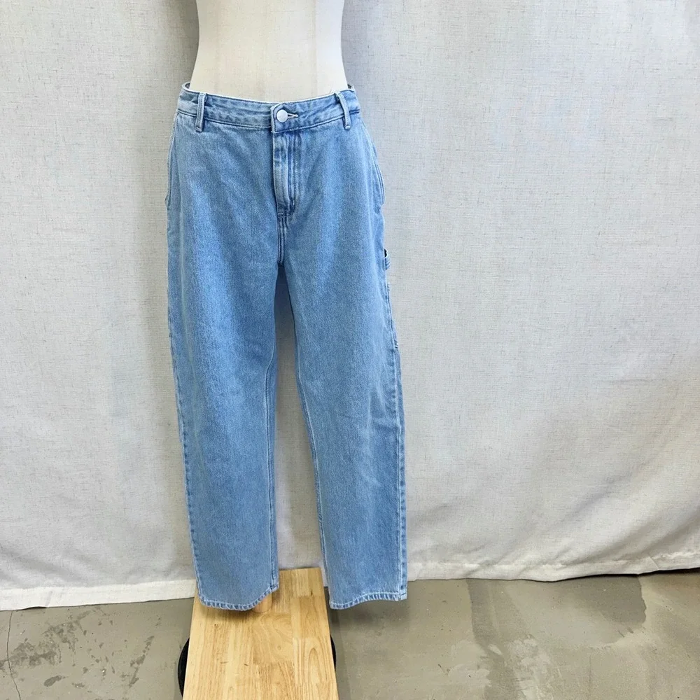 Carhartt WIP Pierce Carpenter Jeans Light Blue Wash RW Boyfriend Denim Size 28‎